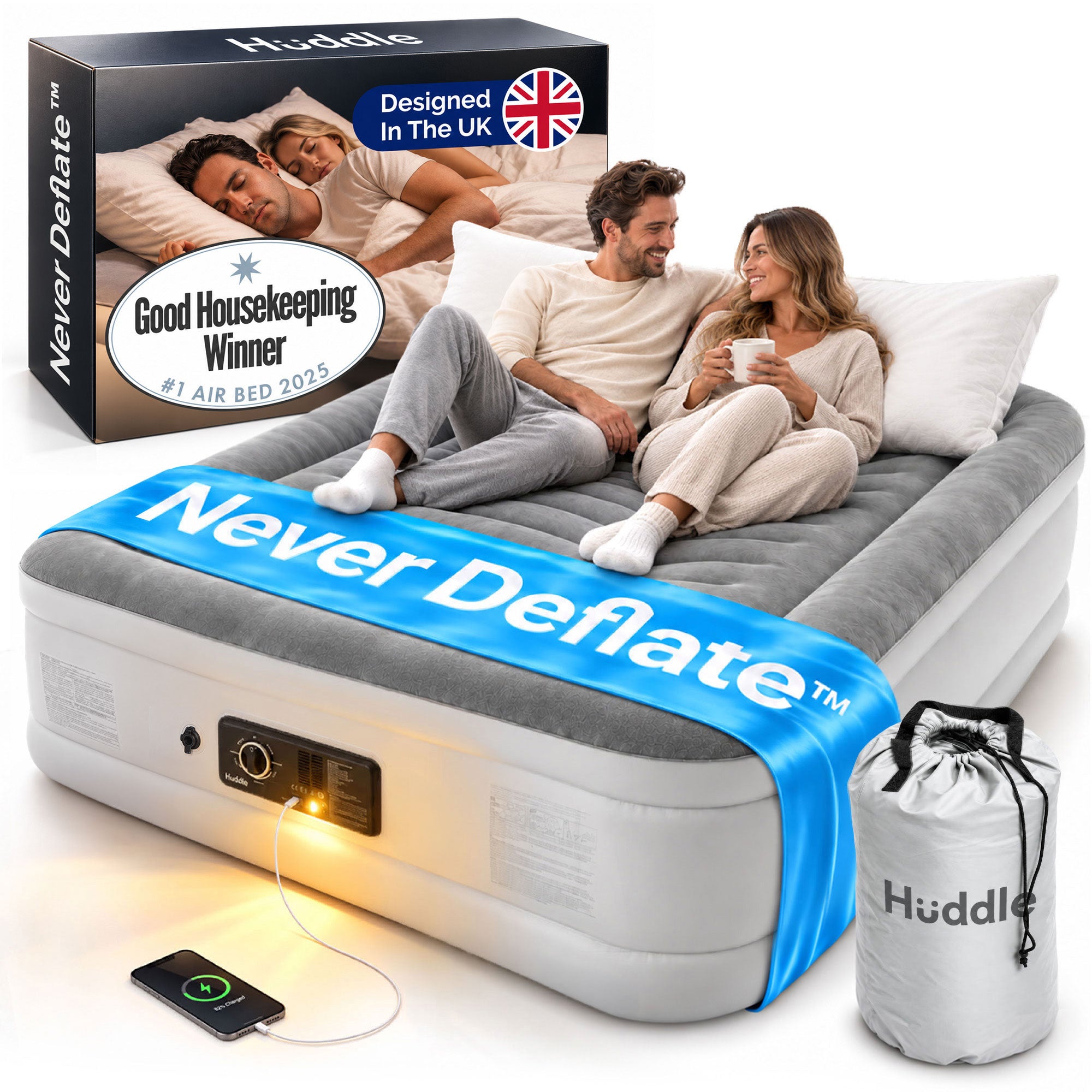 Luftmatratze mit Never Deflate™-Doppelpumpe – Double