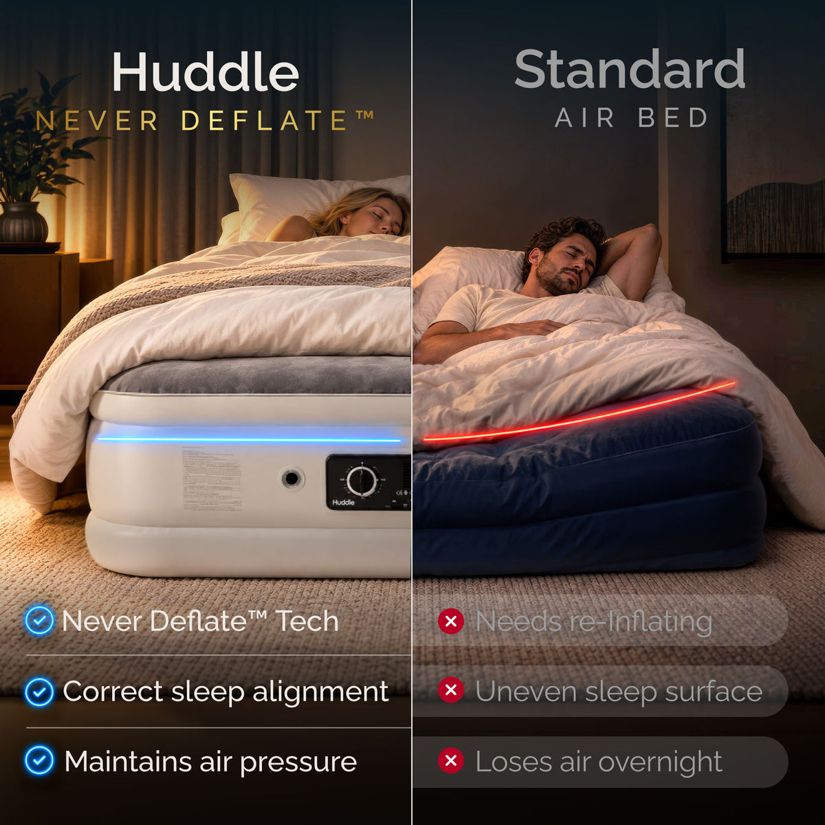 Materasso gonfiabile Huddle Never Deflate™ a doppia pompa - Double