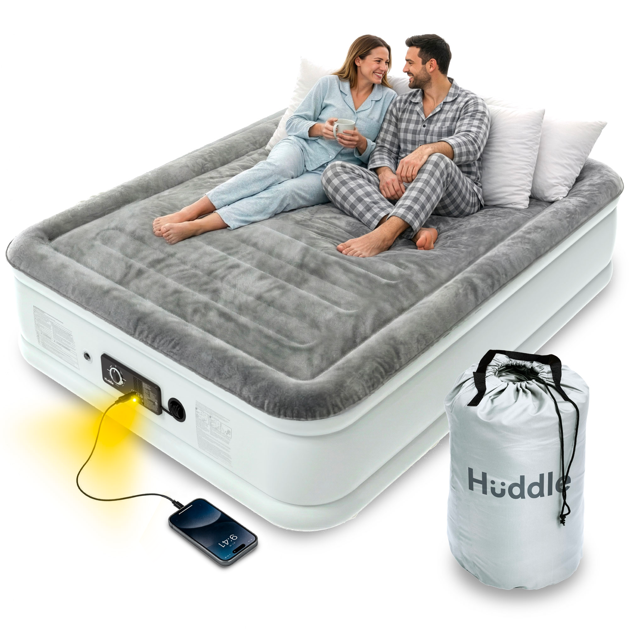 Never Deflate Air Mattress with Dual Pump — Double – Huddle Living
