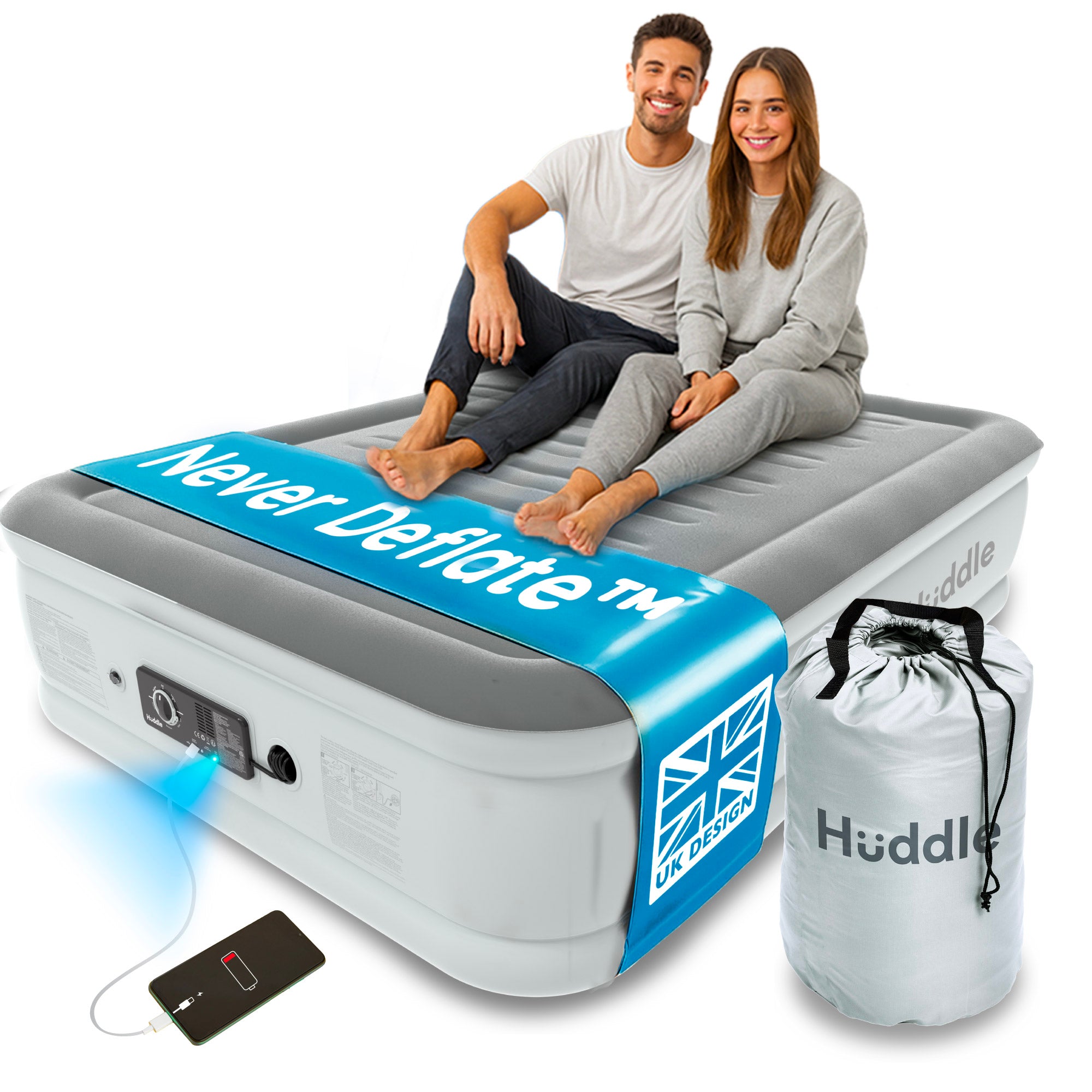 Never Deflate Air Mattress with Patented Dual Pump - Double