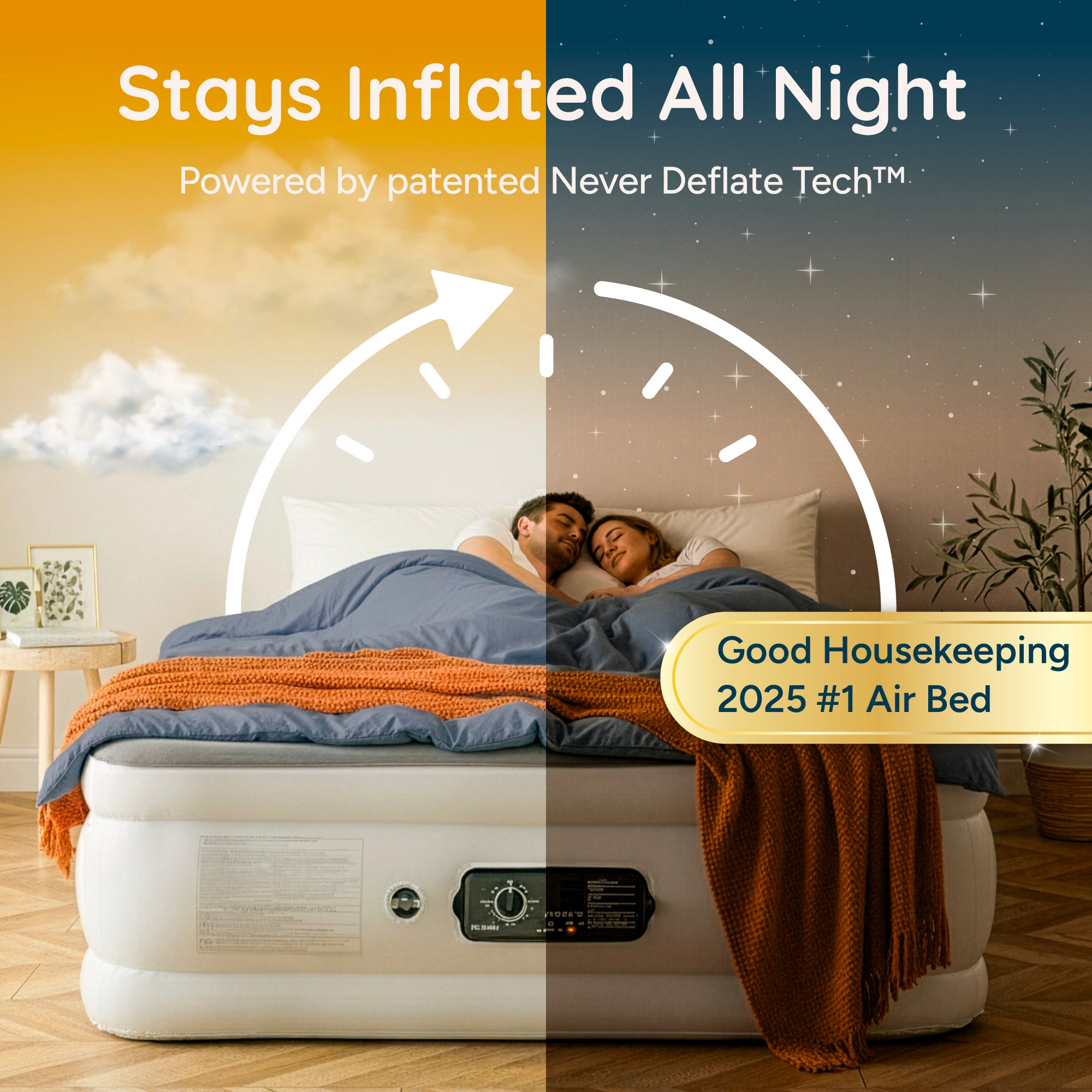 Never Deflate Air Mattress with Patented Dual Pump - Double
