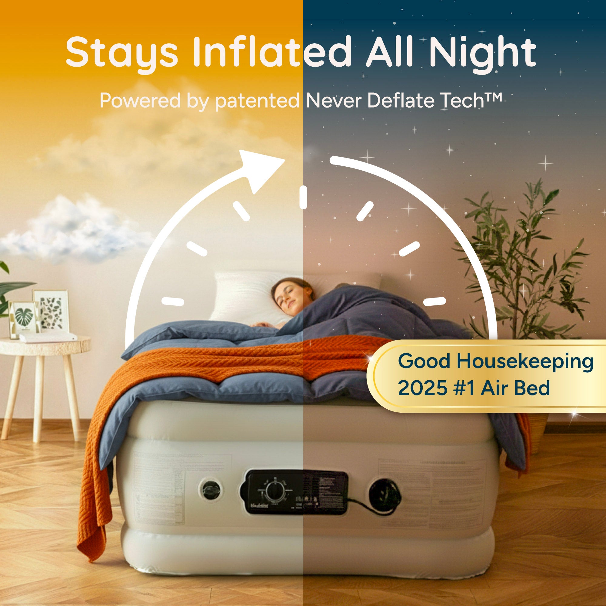 Luxury Never Deflate Air Mattress with Patented Dual Pump - Single