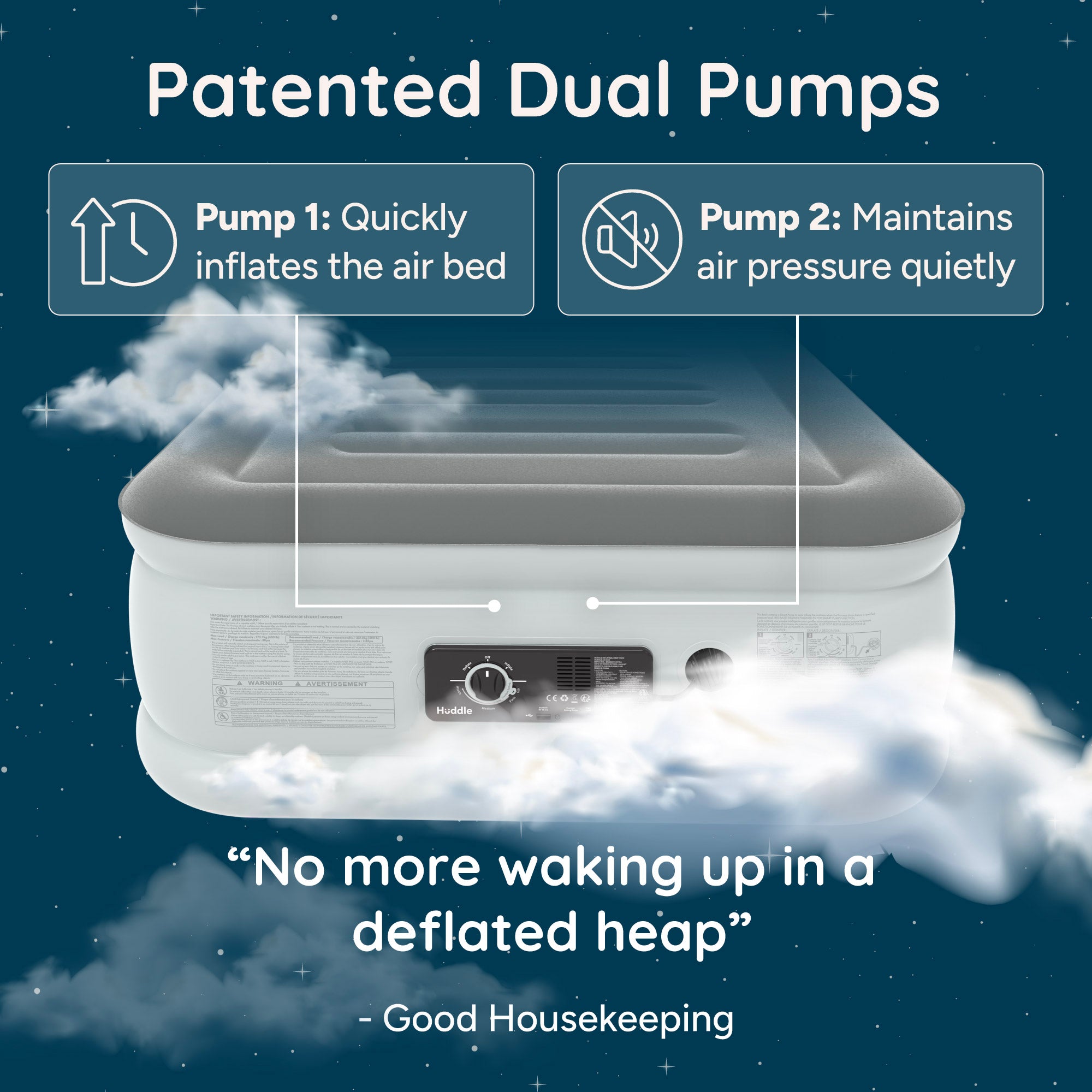 Luxury Never Deflate Air Mattress with Patented Dual Pump - Single