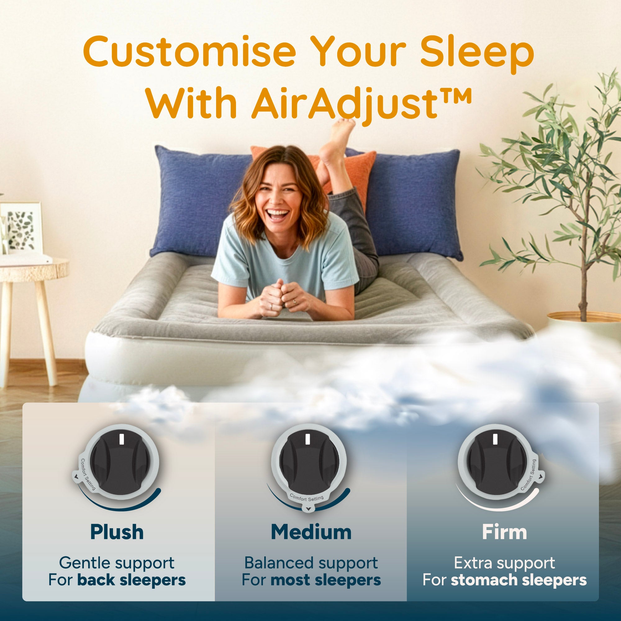 Luxury Never Deflate Air Mattress with Patented Dual Pump - Single