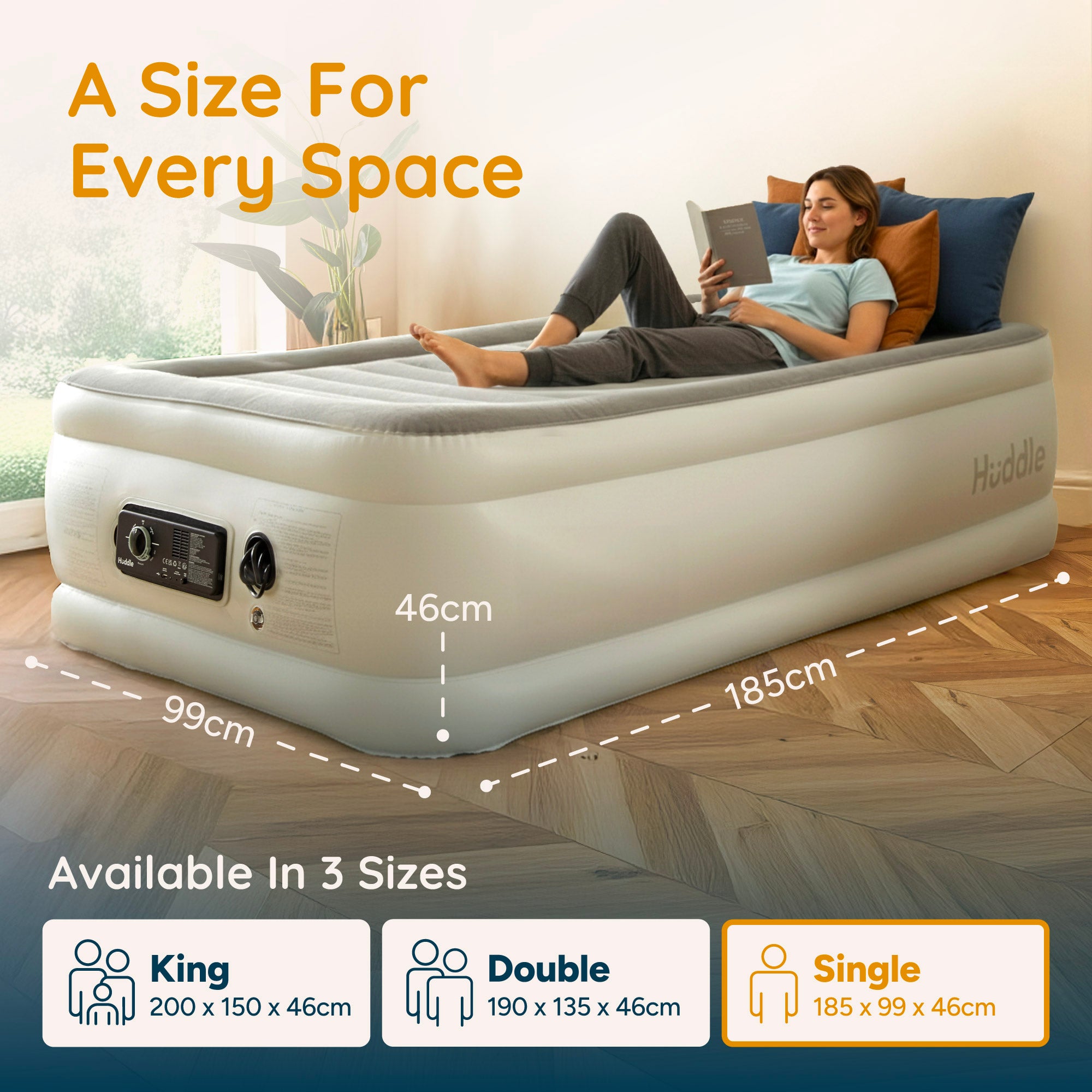Luxury Never Deflate Air Mattress with Patented Dual Pump - Single
