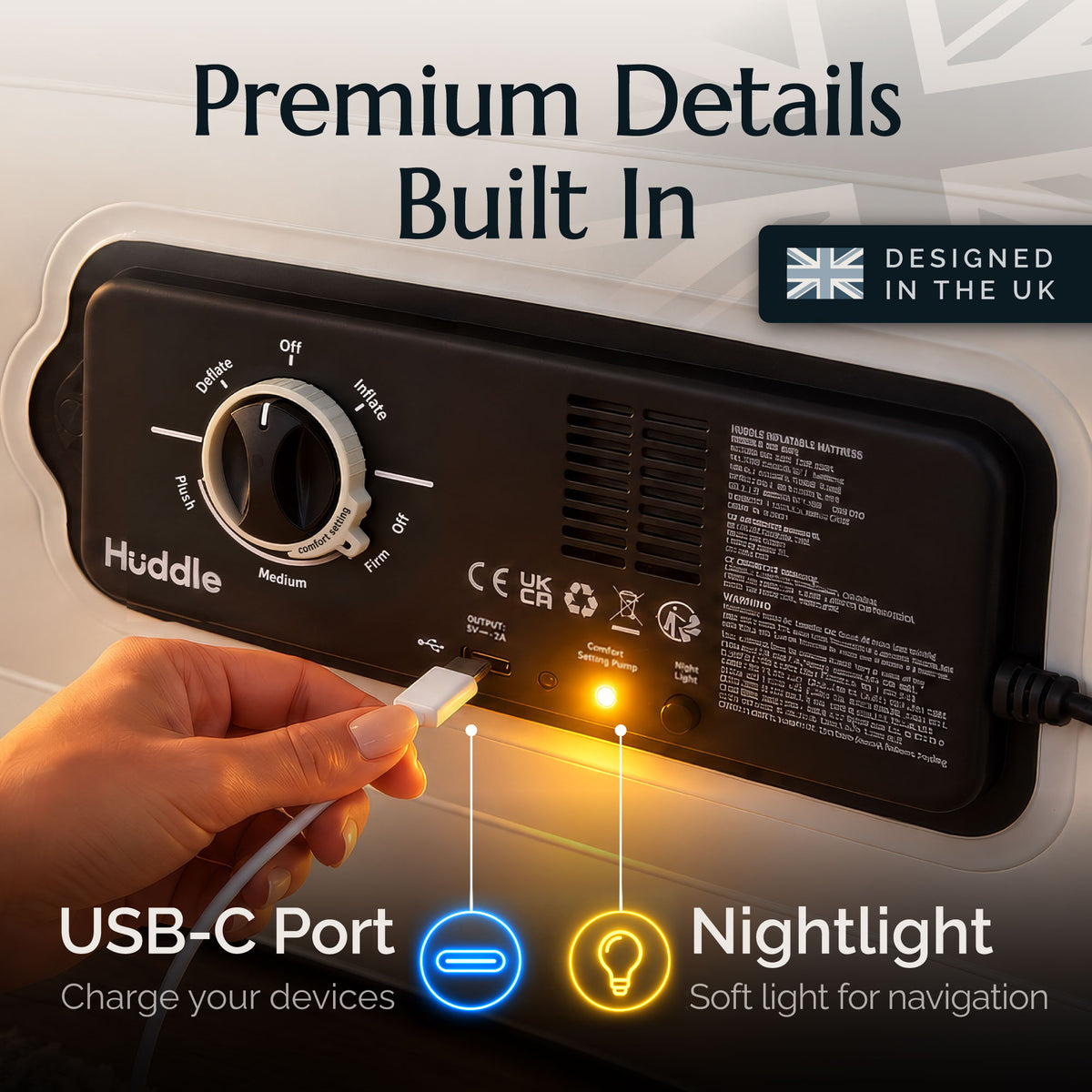 Colchón inflable Huddle Never Deflate™ con doble bomba patentada - King
