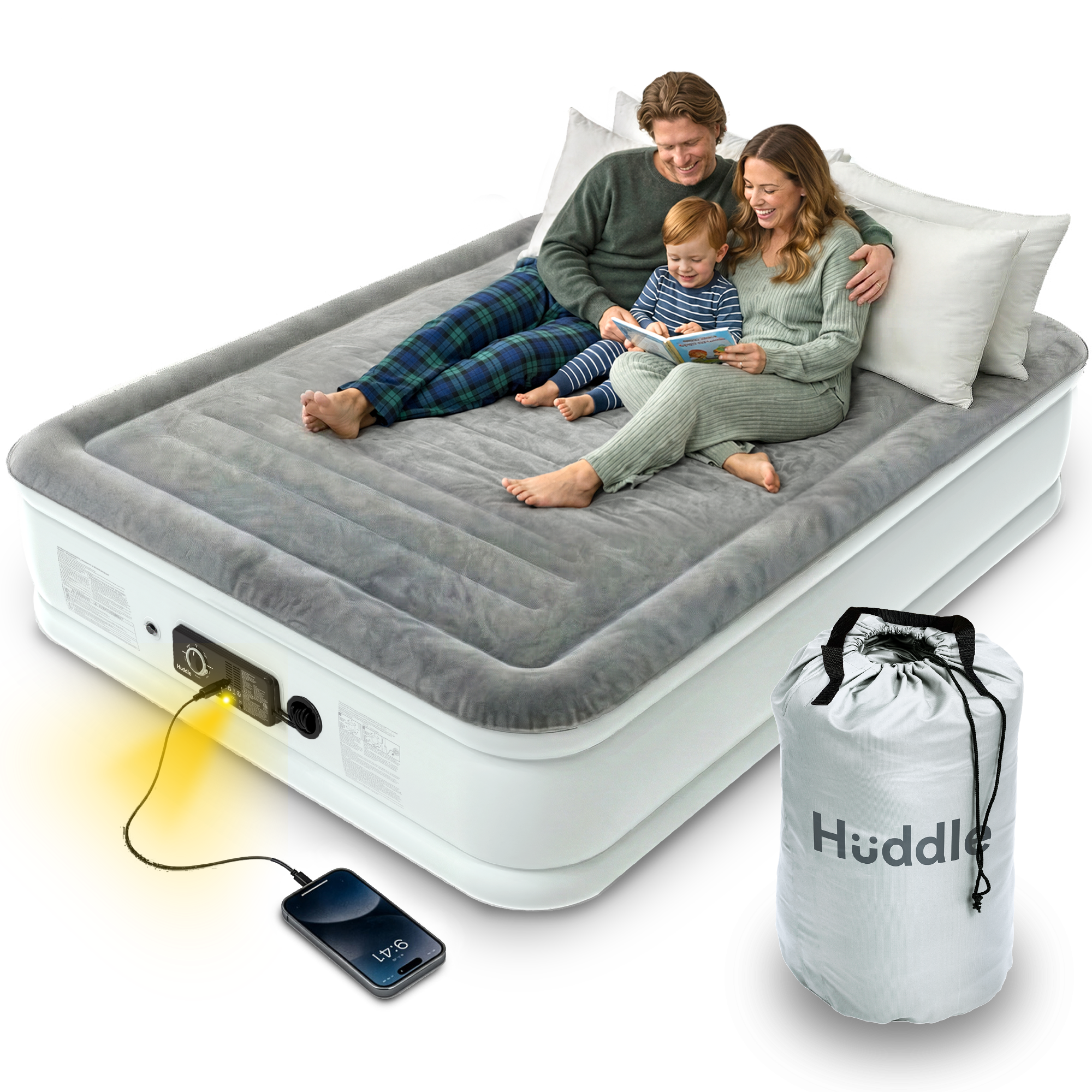 Huddle Never Deflate™ Air Mattress with Patented Dual Pump - King