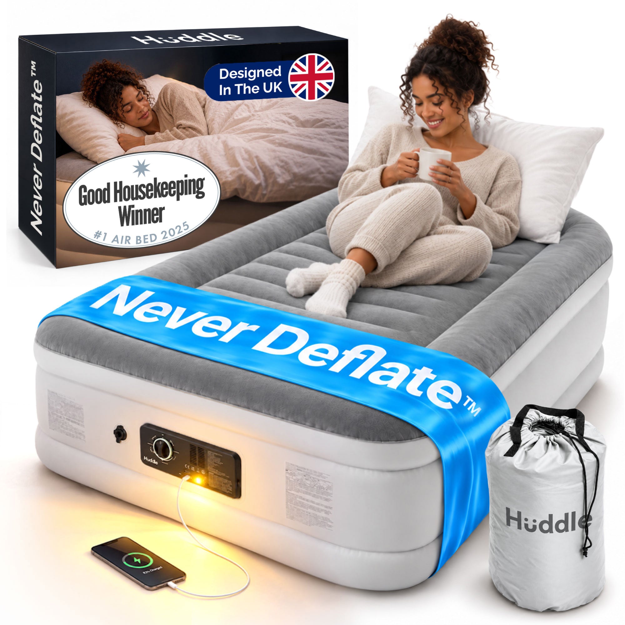 Luftmatratze mit Pumpe – Single Never Deflate™ Airbed
