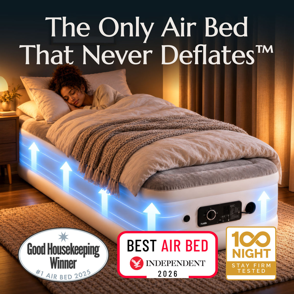 Never Deflate™ Air Mattress with Patented Dual Pump - Single