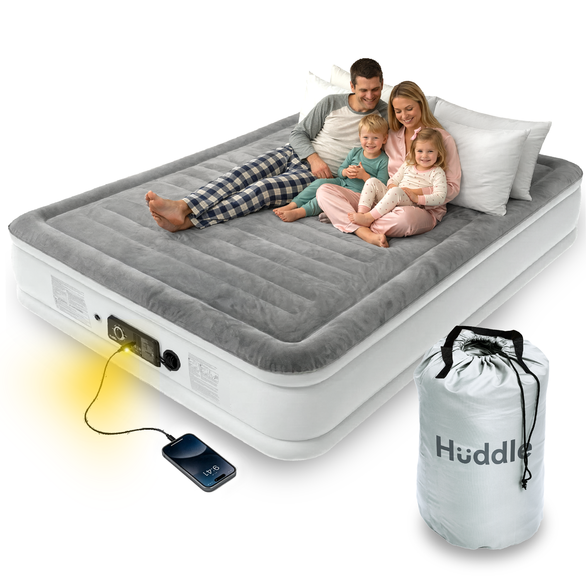 Huddle Never Deflate™ Air Mattress with Patented Dual Pump - Super King