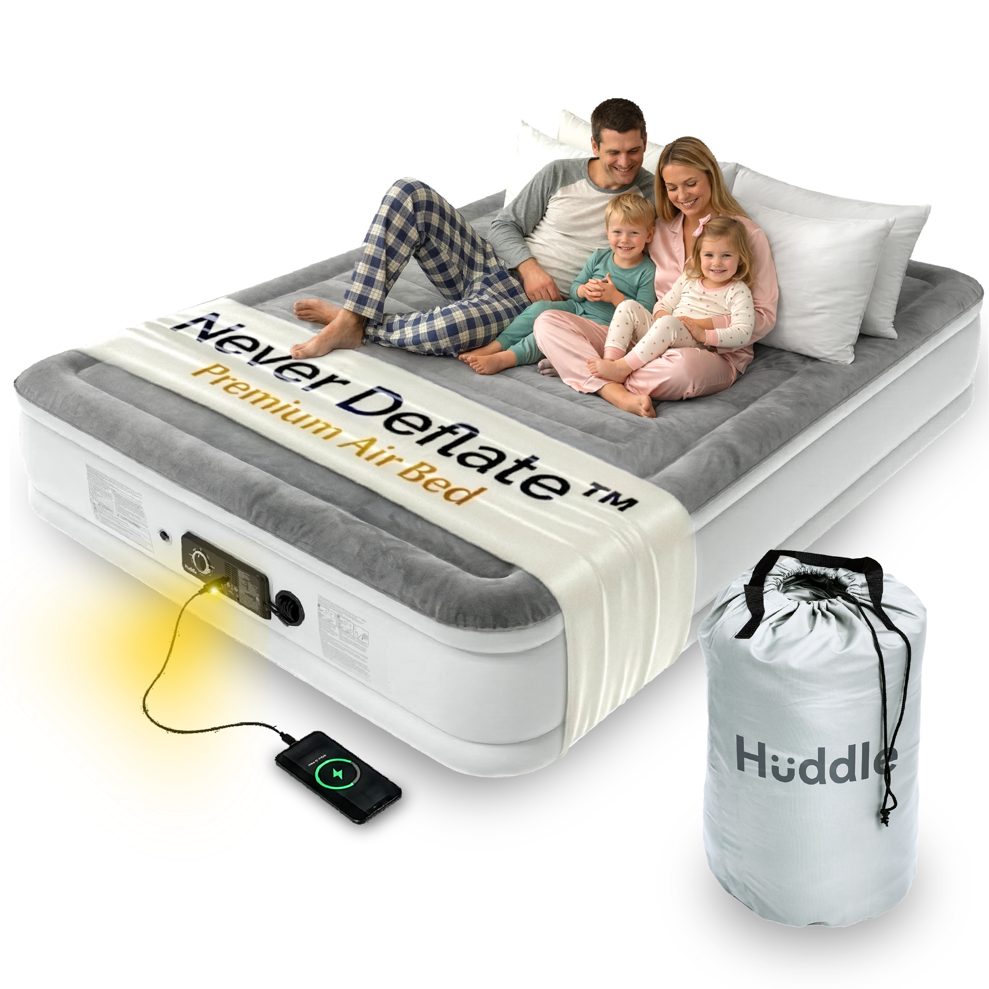 Never Deflate™ Air Mattress with Patented Dual Pump - Super King