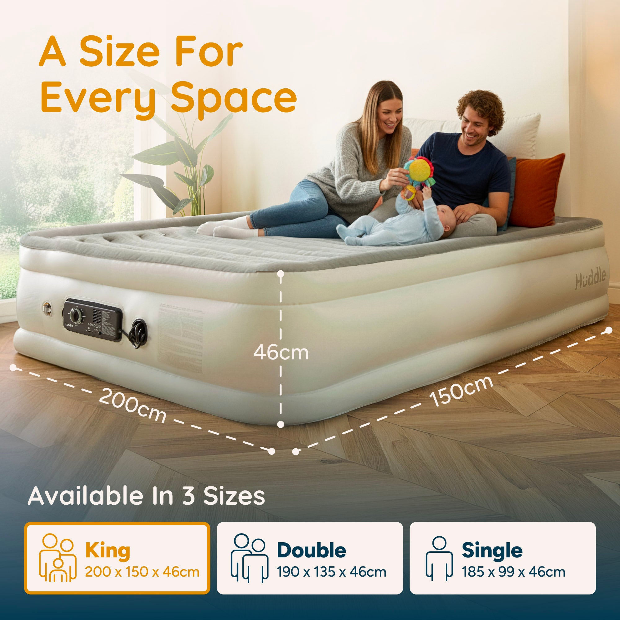 Huddle Never Deflate™ Luftmatratze mit patentierter Doppelpumpe- King