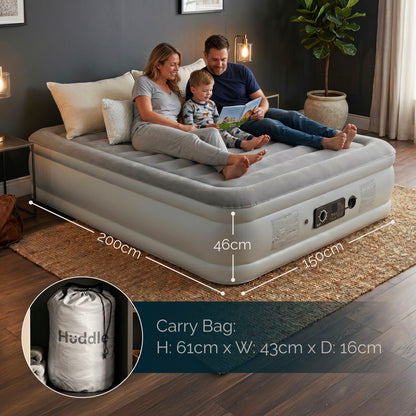 Matelas gonflable King avec une famille, dimensions de 200 × 150 × 46 cm, avec sac de transport de 61 × 43 × 16 cm