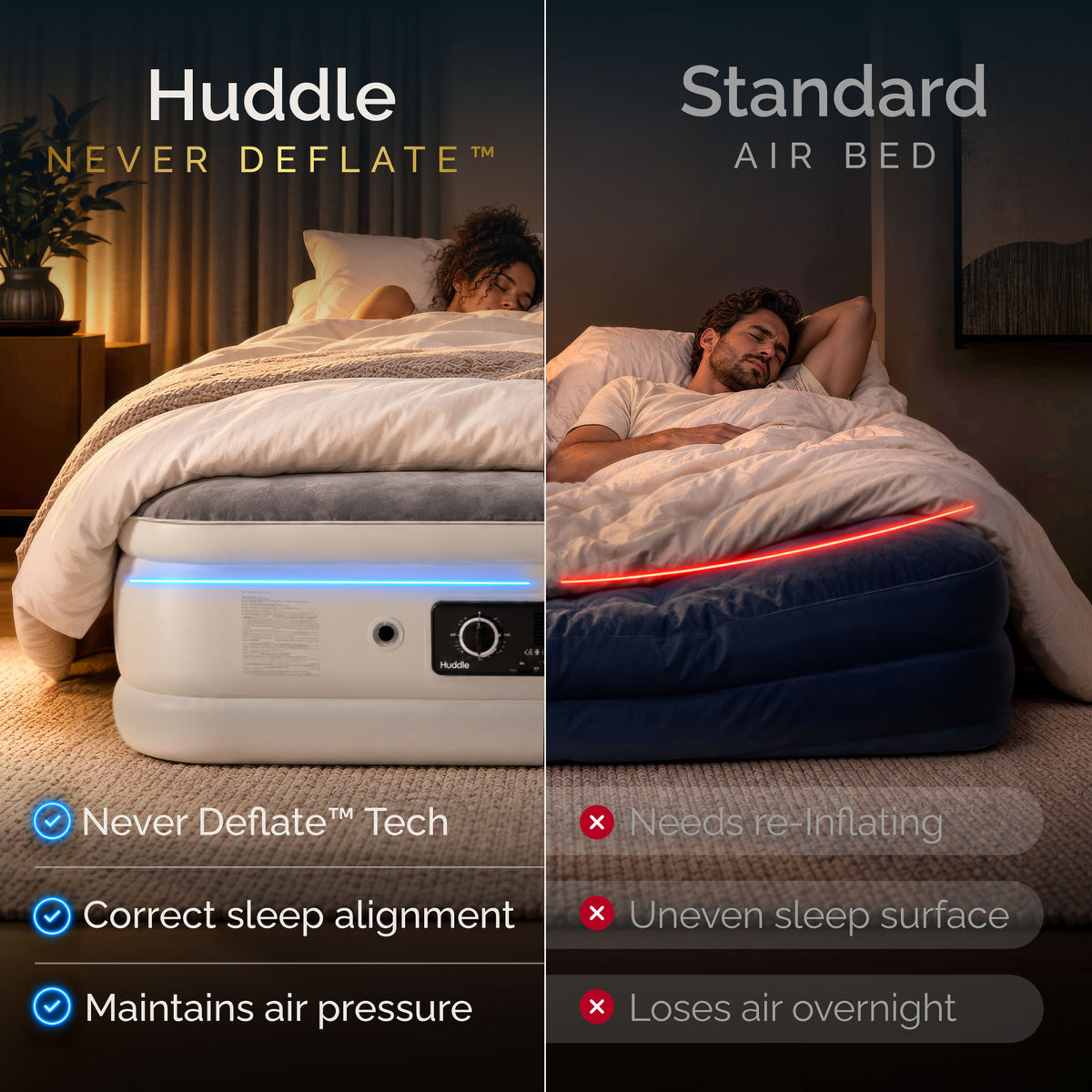 Never Deflate™ Air Mattress with Patented Dual Pump - Single