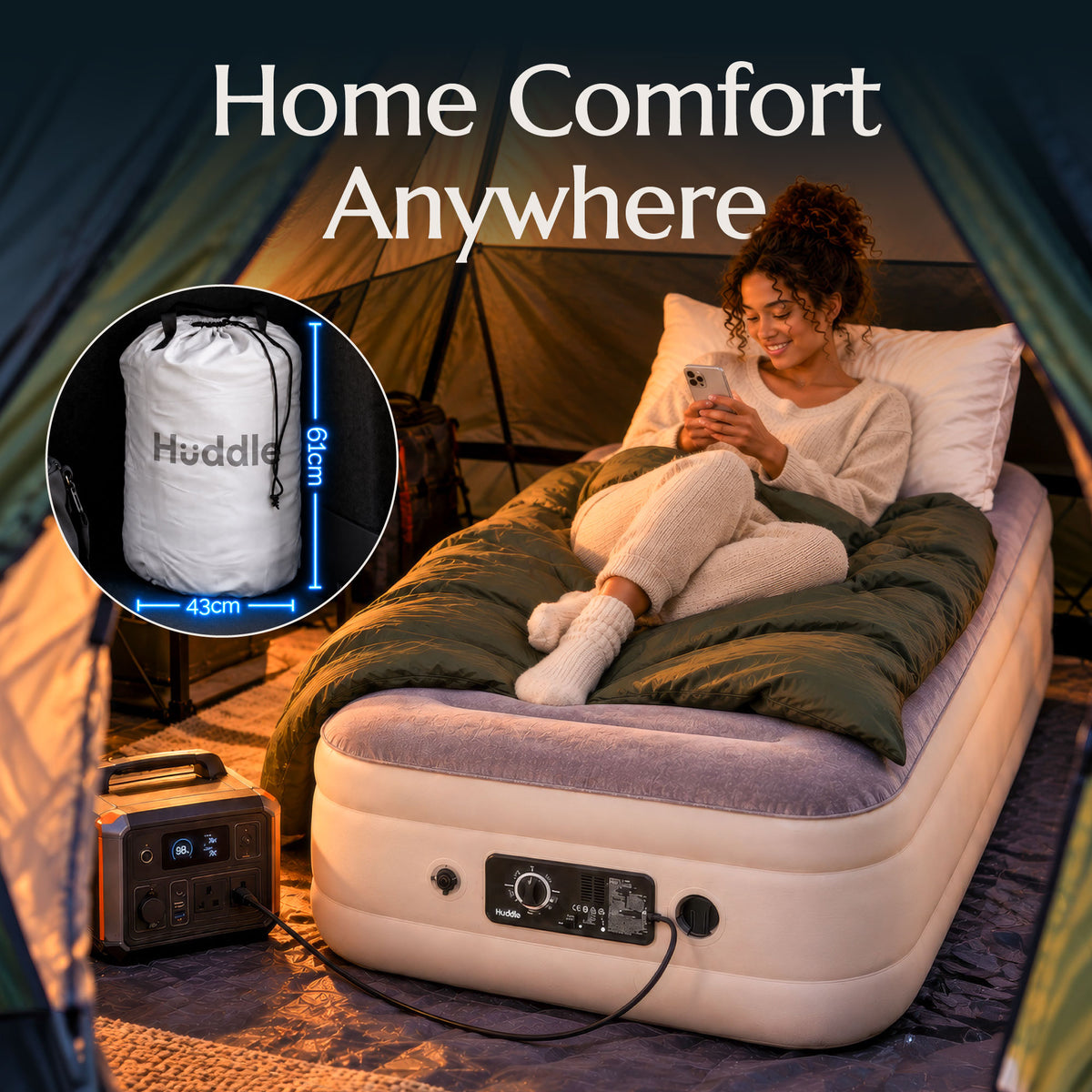Never Deflate™ Air Mattress with Patented Dual Pump - Single