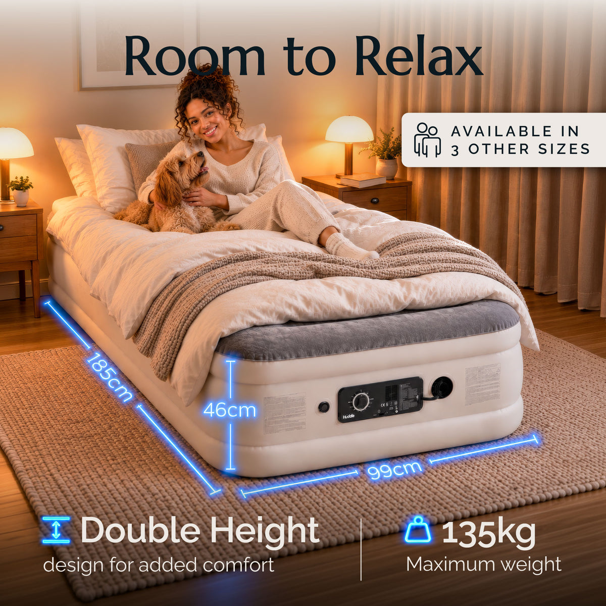 Never Deflate™ Air Mattress with Patented Dual Pump - Single