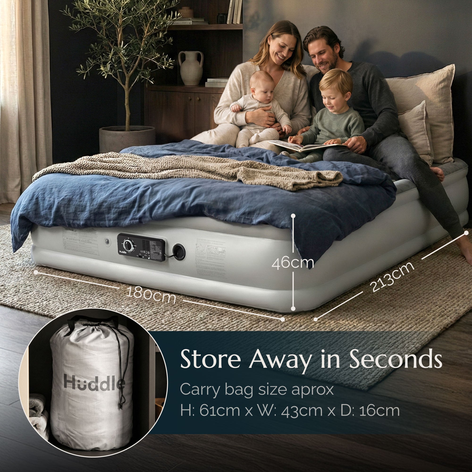 Huddle Materasso ad aria Never Deflate™ con doppia pompa brevettata - Super King