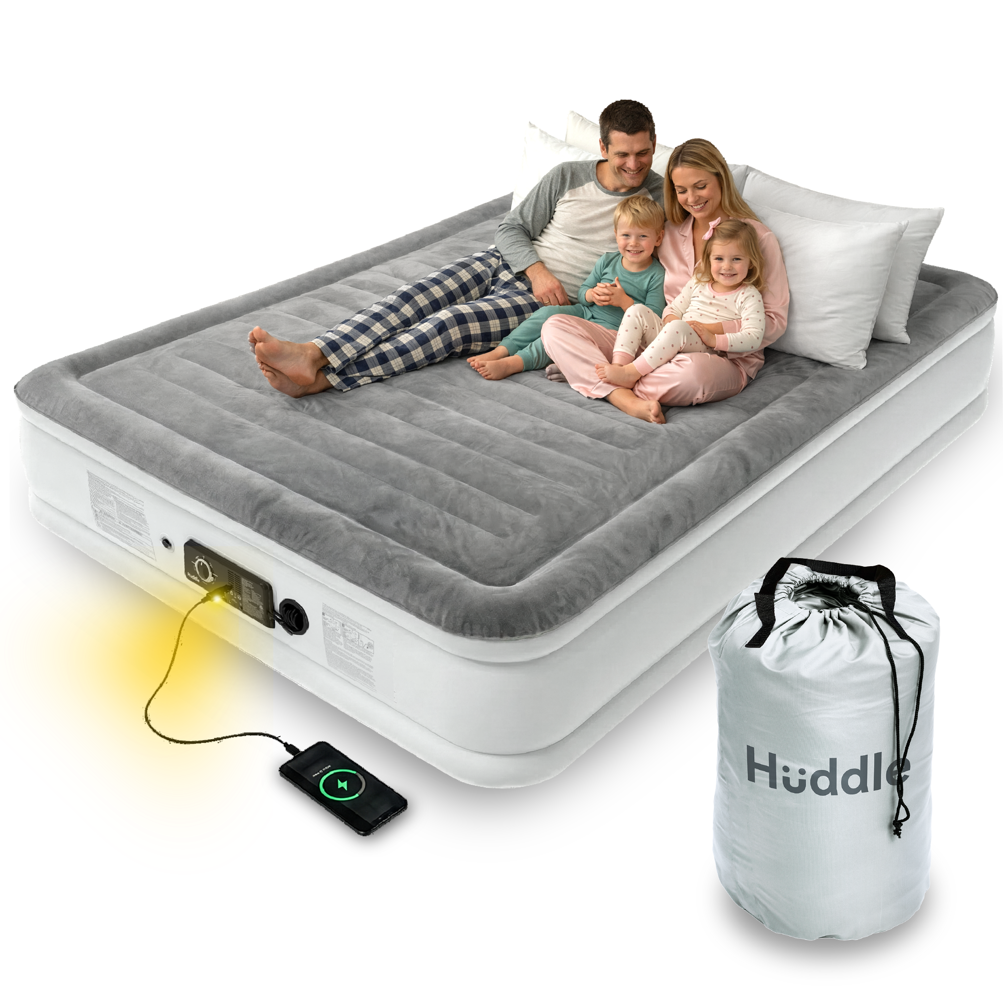 Huddle Never Deflate™ Air Mattress with Patented Dual Pump - Super King