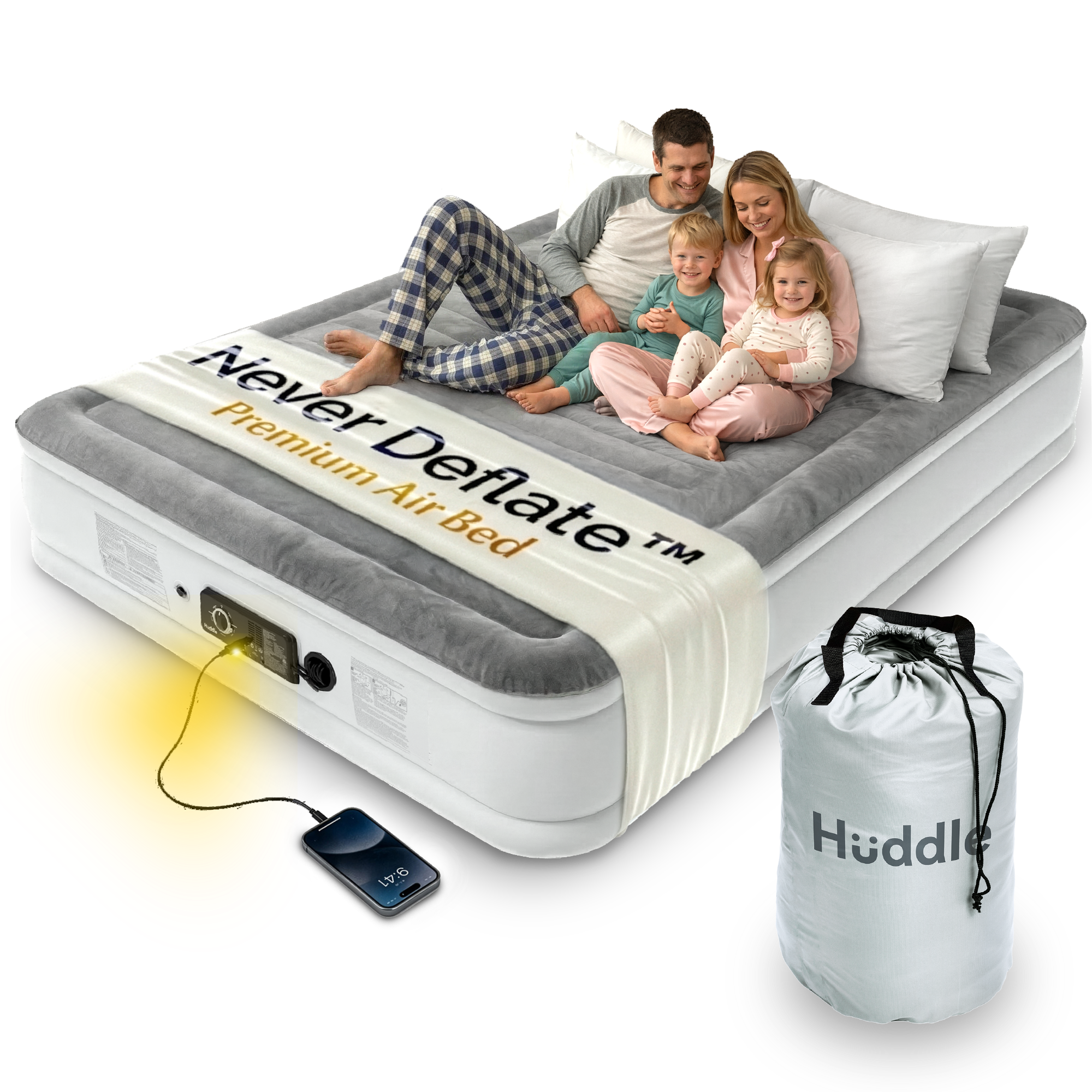 Never Deflate™ Air Mattress with Patented Dual Pump - Super King